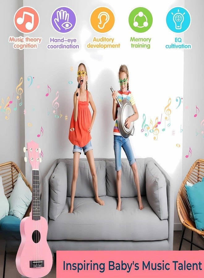 Jakeloo 21 Inch Carbon Fibre Kids Toddler Child Children Acoustic Guitar Ukulele Musical Instruments Ideal for 3-9 Year Old Boys Girls Gifts (Pink) - Image 2